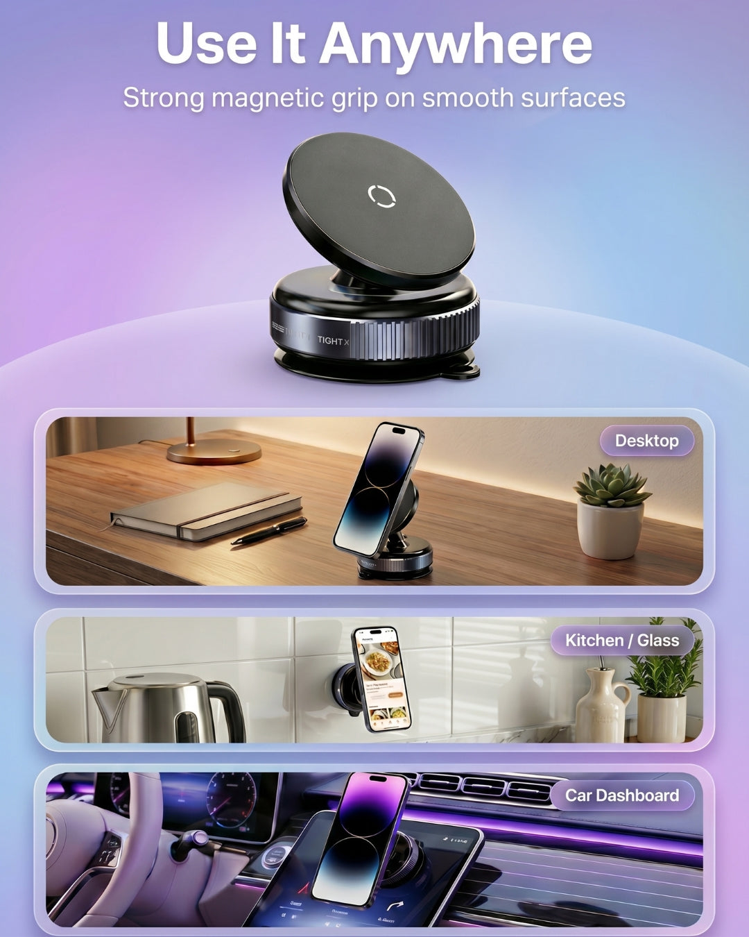 360Β° Magnetic Car Dashboard Phone Holder