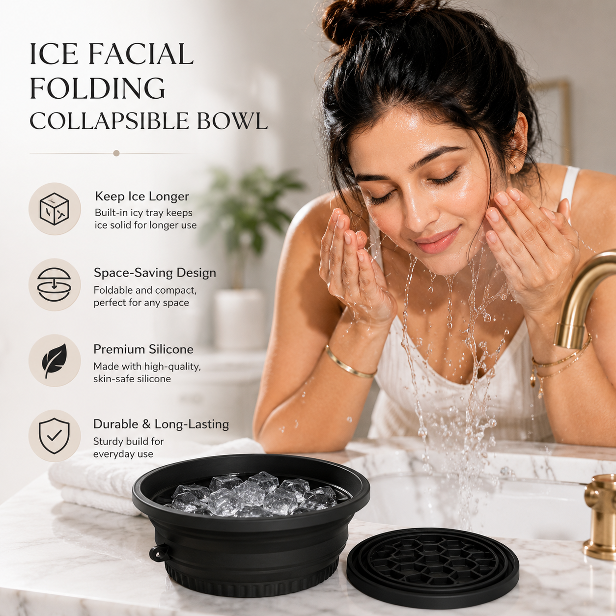 Face Bowl for Ice with Built in Ice Tray