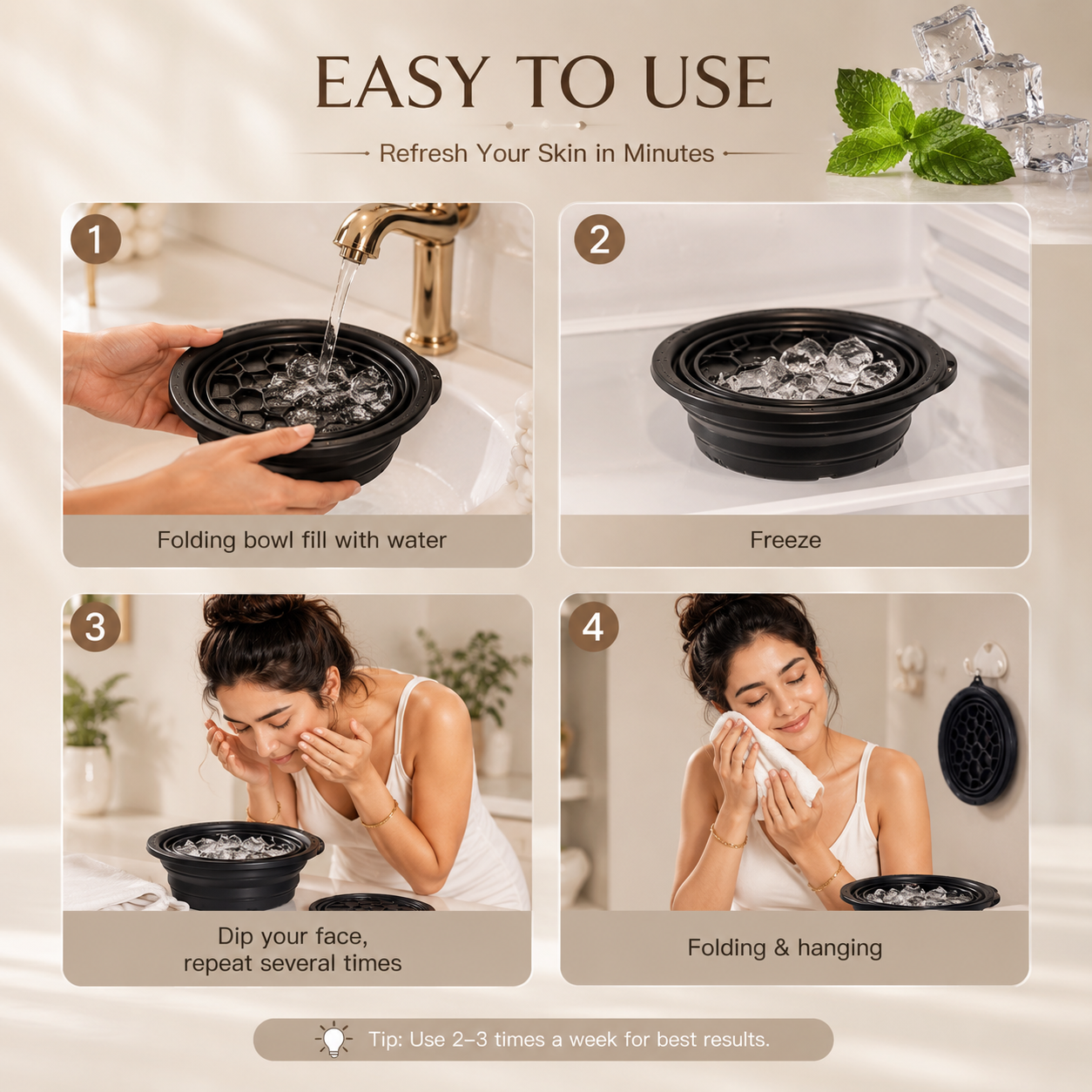 Face Bowl for Ice with Built in Ice Tray