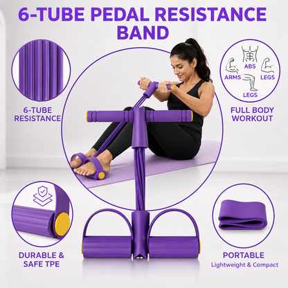 6 Tube Pedal Resistance Band Trainer