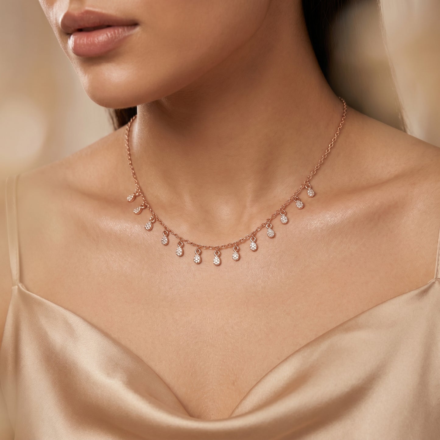 Women Rose Gold Stary Night Necklace