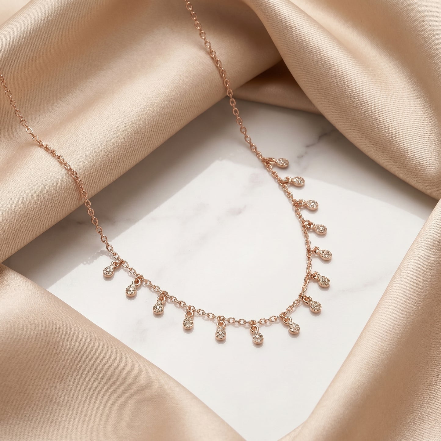 Women Rose Gold Stary Night Necklace