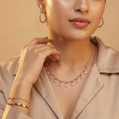 Women Rose Gold Stary Night Necklace